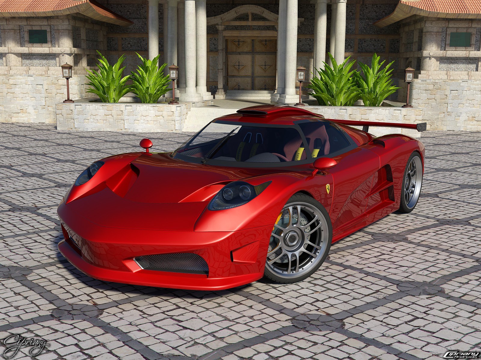 Red Ferrari race car