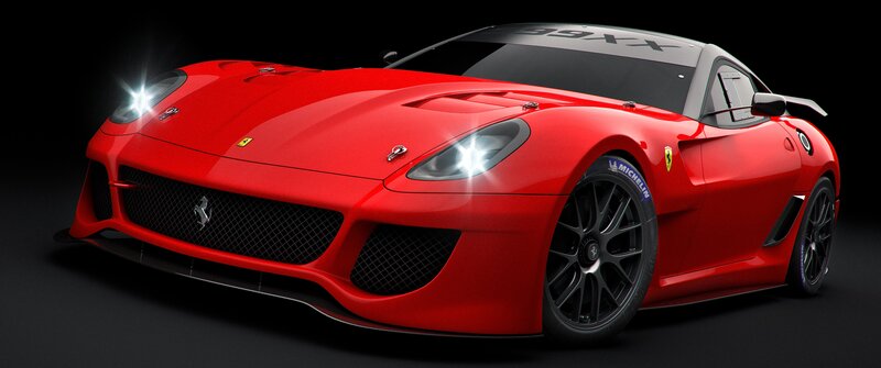 Red Ferrari Race Car — Dramatic, 3d Render, Headlights