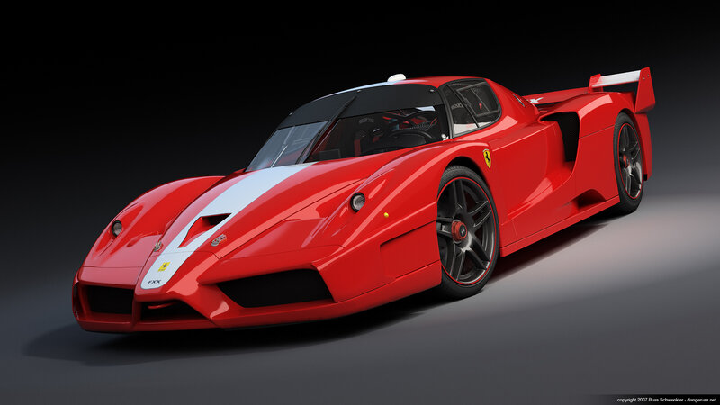Red Ferrari Race Car — Dramatic, 3d Render