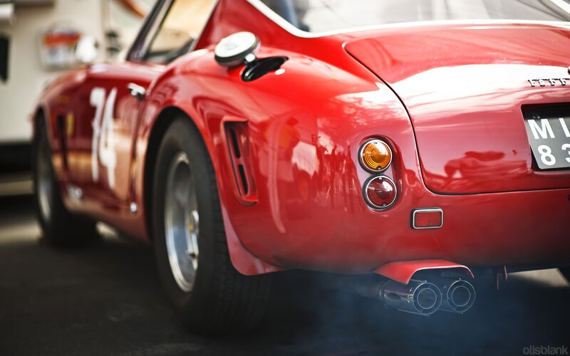 Red Ferrari Race Car — Dramatic, Photograph, Exhaust