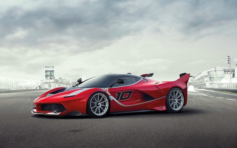 Red Ferrari Race Car — Dramatic, Photograph, Race Track