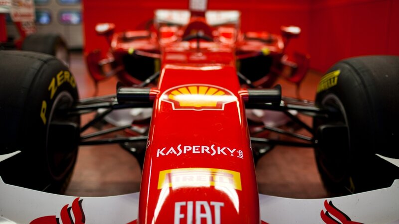 Red Ferrari race car front view