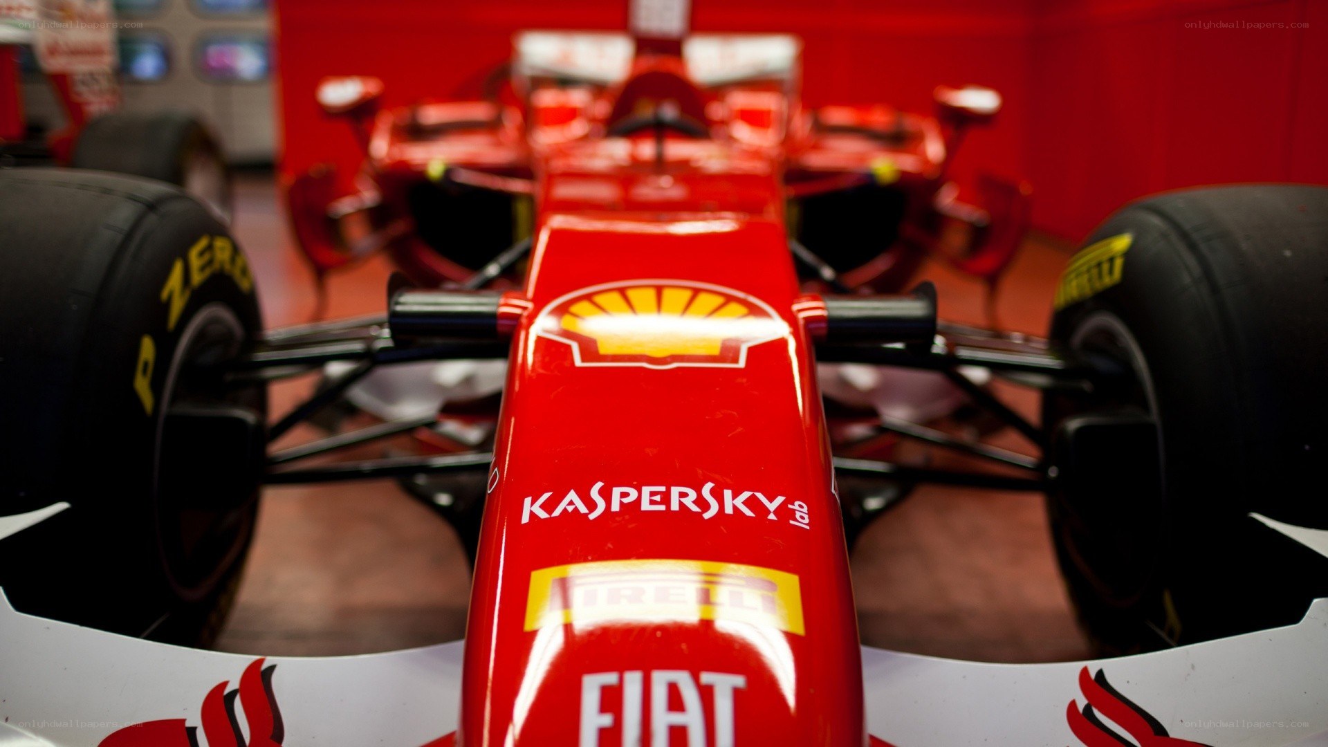 Red Ferrari race car front view