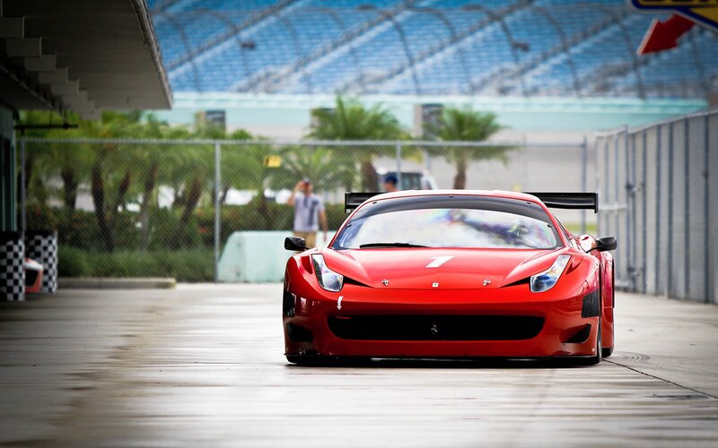 Red Ferrari race car on track