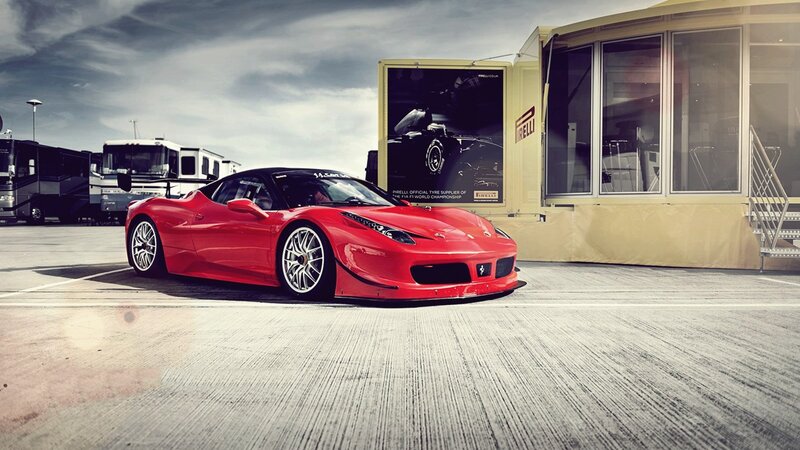 Red Ferrari race car on track
