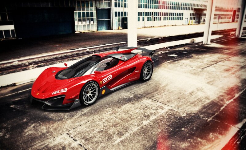 Red Ferrari race car on track