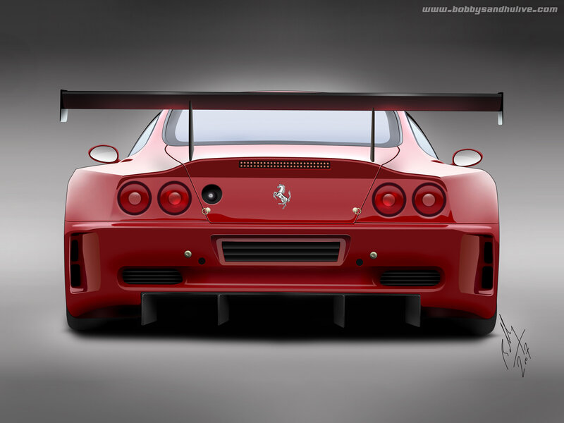 red ferrari race car rear view