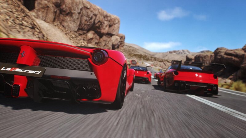 Red Ferrari Race Cars — Dynamic, Afternoon, 3d Render
