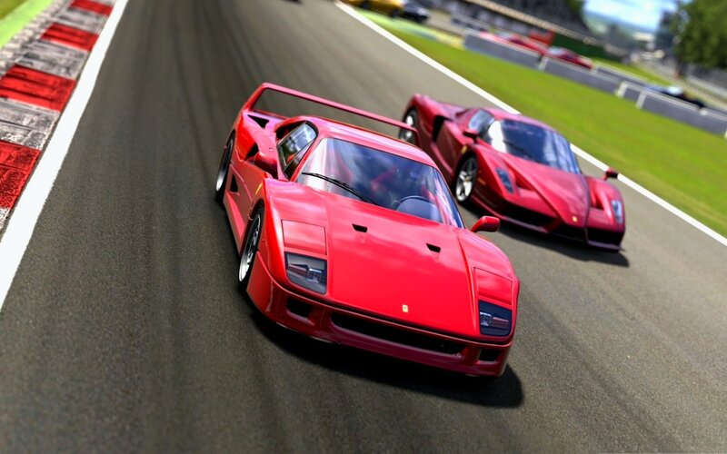 Red Ferrari Race Cars — Dynamic, Afternoon