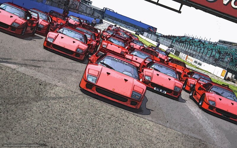 Red Ferrari race cars on track