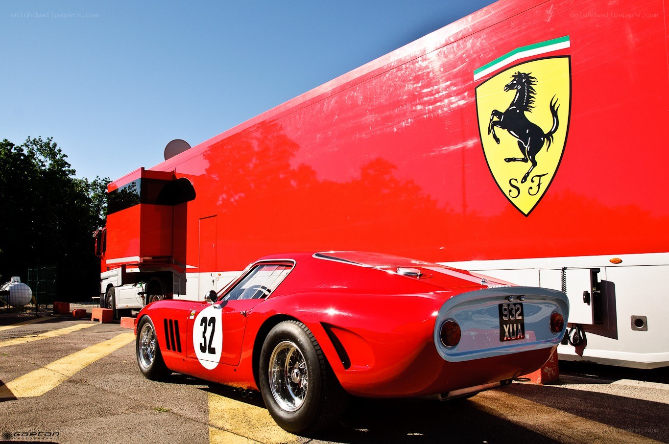 Red Ferrari racing car