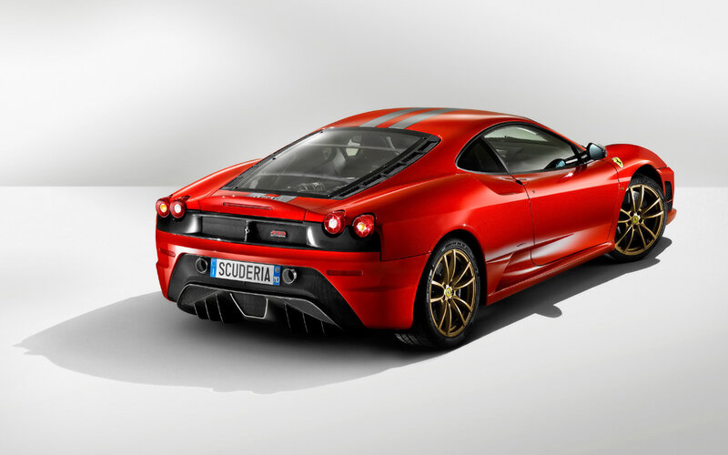 Red Ferrari Scuderia — Dramatic, Photograph, Gold Wheels