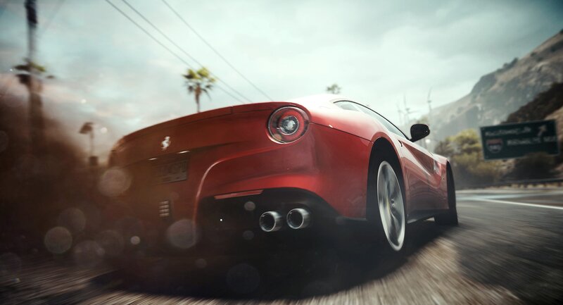 red ferrari speeding on road