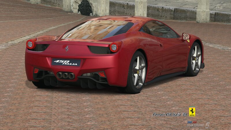 Red Ferrari Sports Car — Calm, 3d Render, Cobblestone Street