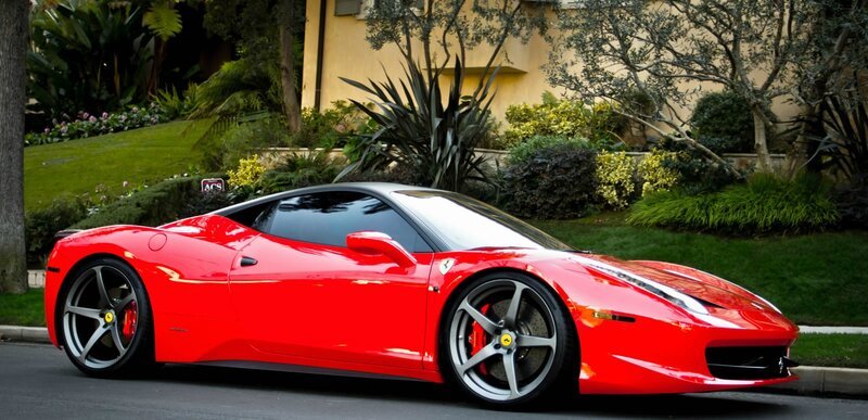 Red Ferrari Sports Car — Calm, Afternoon, Photograph, House