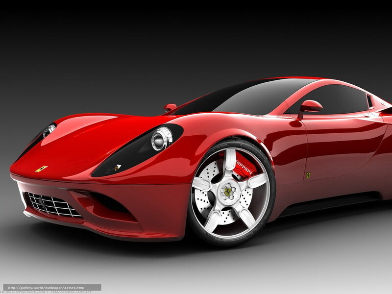 Red Ferrari Sports Car — Dramatic, 3d Render, Car Wheel, Side Mirror, Headlight