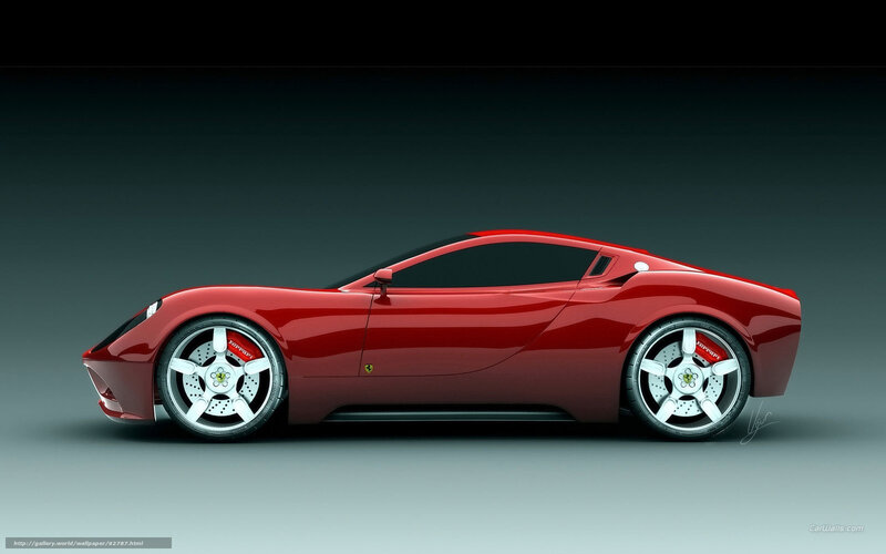 Red Ferrari Sports Car — Dramatic, 3d Render, Car Wheel, Side Mirror