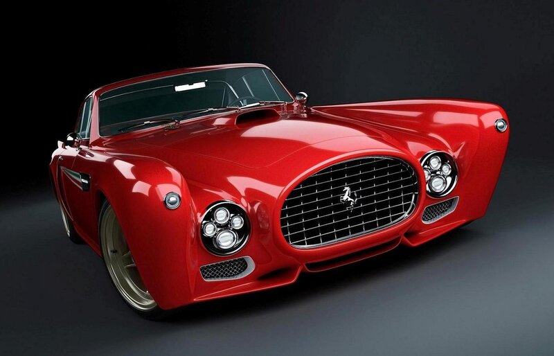 Red Ferrari Sports Car — Dramatic, 3d Render, Grille, Headlights
