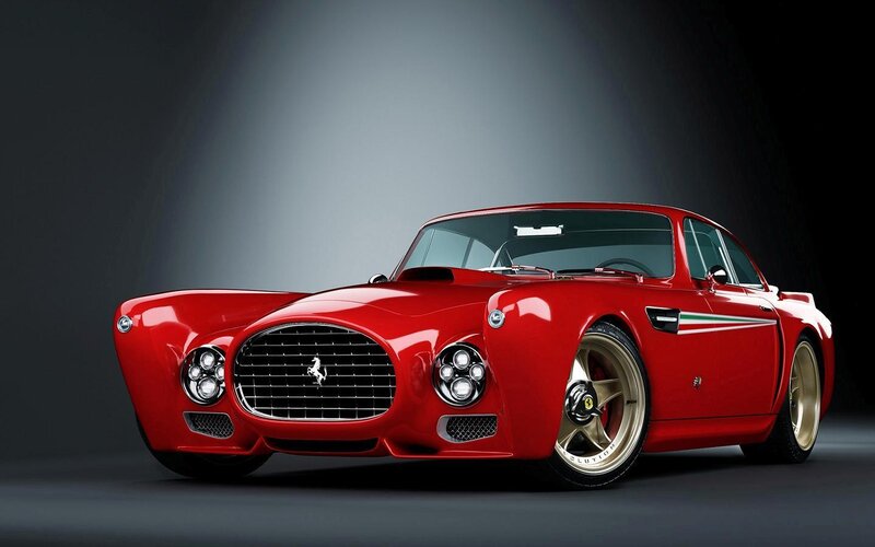 Red Ferrari Sports Car — Dramatic, 3d Render, Grille, Wheels