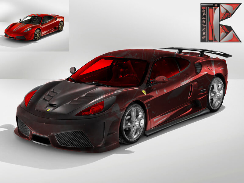 Red Ferrari Sports Car — Dramatic, 3d Render, Logo