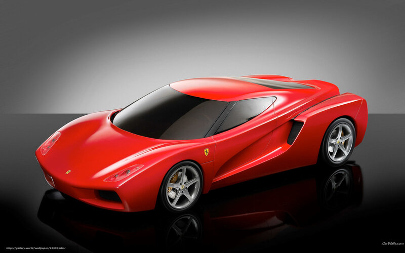 Red Ferrari Sports Car — Dramatic, 3d Render, Reflection, Studio