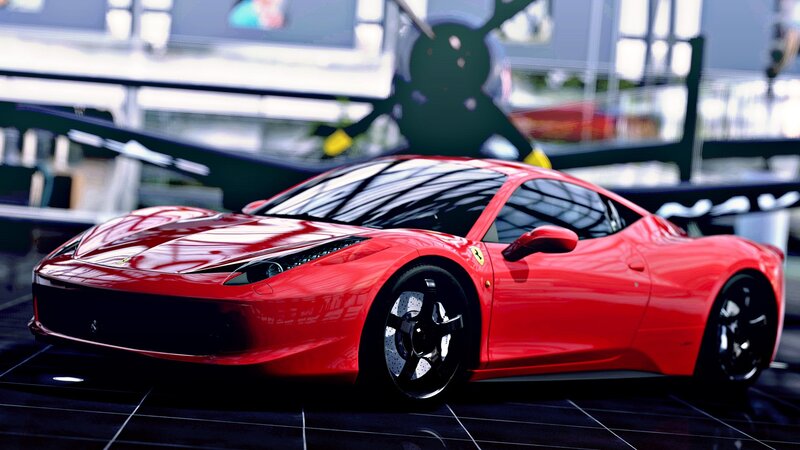Red Ferrari Sports Car — Dramatic, 3d Render, Showroom