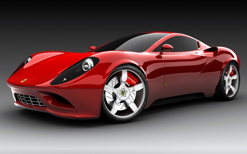 Red Ferrari Sports Car — Dramatic, 3d Render, Wheels, Grille