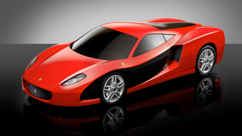 Red Ferrari Sports Car — Dramatic, 3d Render, Wheels, Reflection