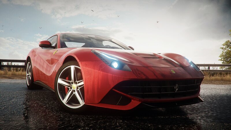 Red Ferrari Sports Car — Dramatic, Afternoon, 3d Render, Road