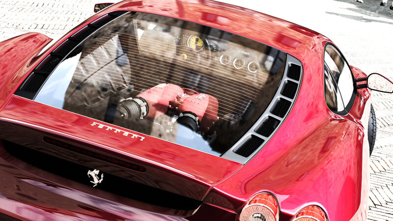 Red Ferrari Sports Car — Dramatic, Afternoon, 3d Render