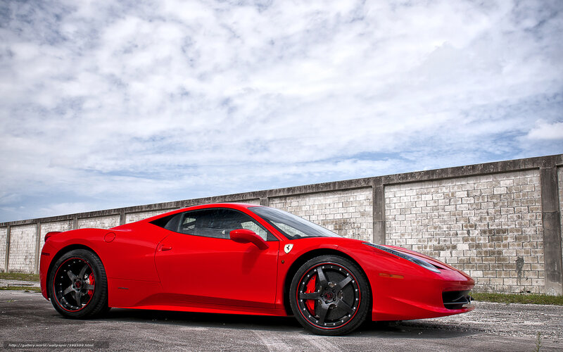 Red Ferrari Sports Car — Dramatic, Afternoon, Photograph, Wall