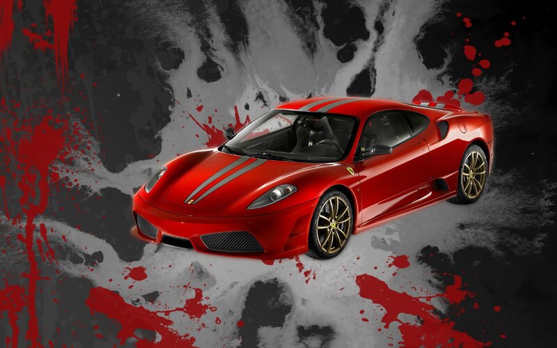 Red Ferrari Sports Car — Dramatic, Digital Art