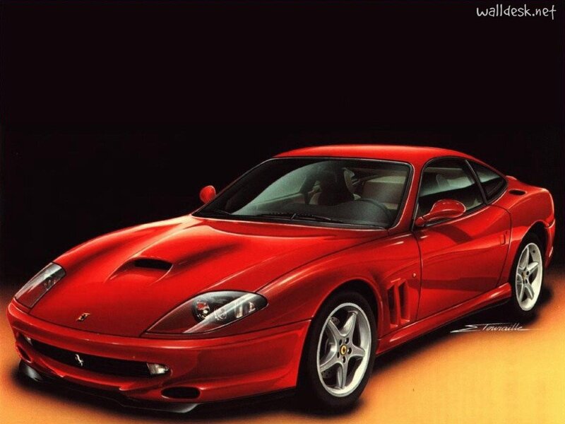 Red Ferrari Sports Car — Dramatic, Digital Art, Windshield