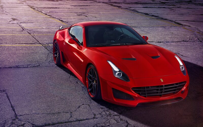 Red Ferrari Sports Car — Dramatic, Night, Photograph, Asphalt