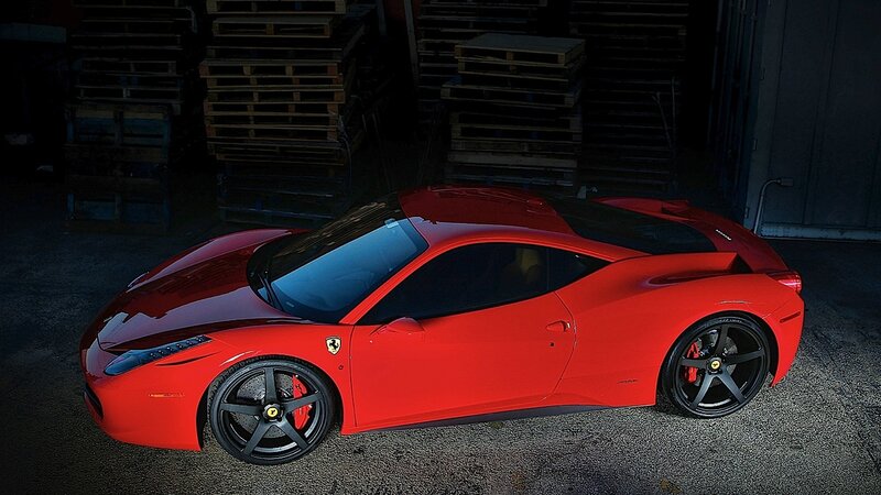 Red Ferrari Sports Car — Dramatic, Night, Photograph, Pallets