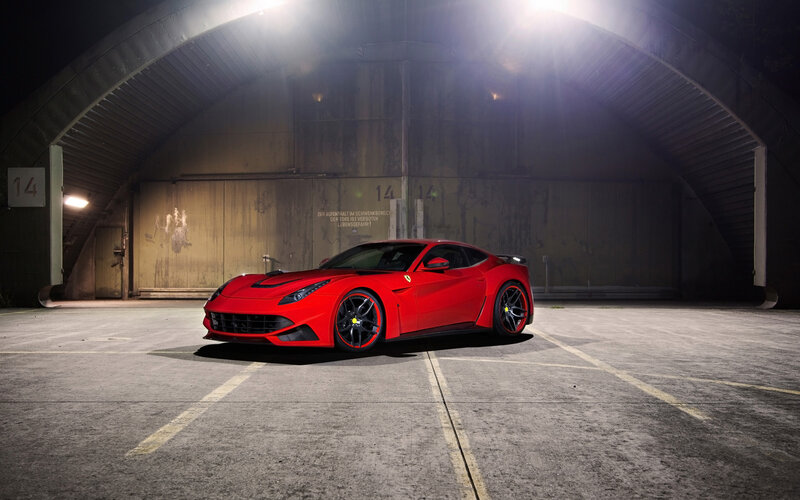 Red Ferrari Sports Car — Dramatic, Night, Photograph, Tunnel, Light