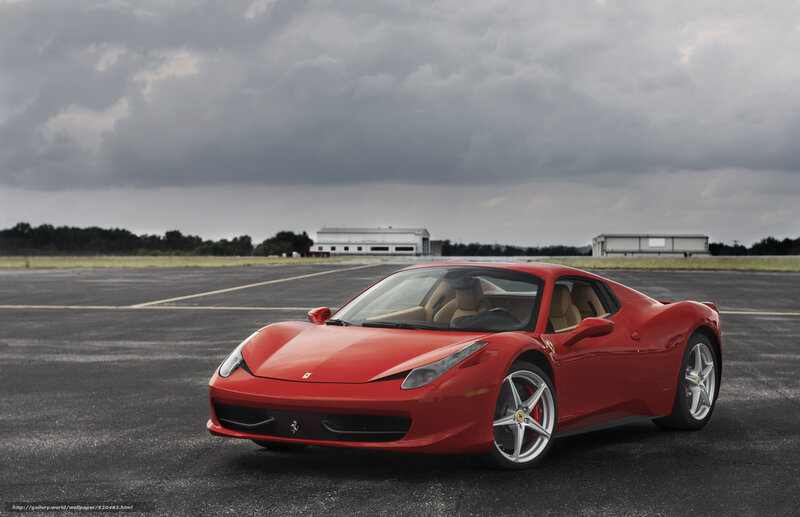 Red Ferrari Sports Car — Dramatic, Photograph, Airfield
