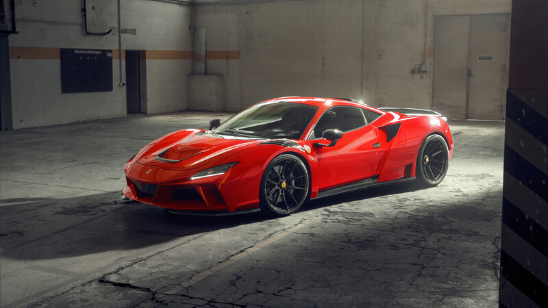 Red Ferrari Sports Car — Dramatic, Photograph, Concrete Floor