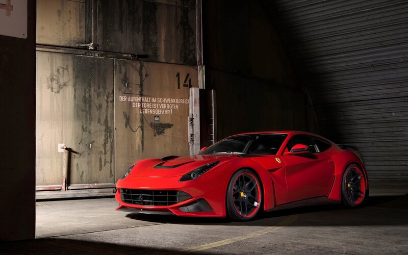 Red Ferrari Sports Car — Dramatic, Photograph, Garage, Door