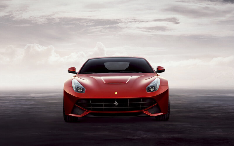 Red Ferrari Sports Car — Dramatic, Photograph, Sky, Clouds
