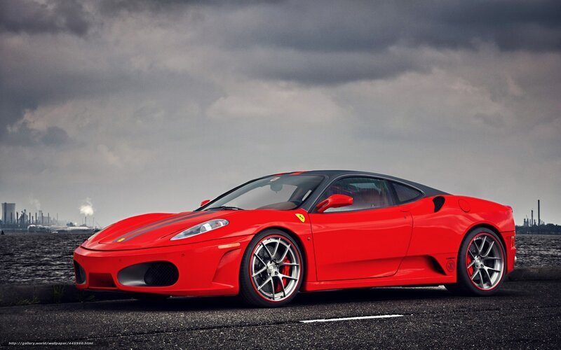 Red Ferrari Sports Car — Dramatic, Photograph, Sky, Water