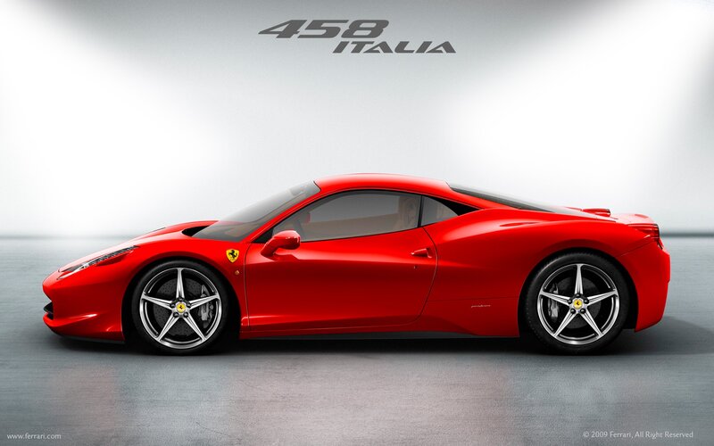 Red Ferrari Sports Car — Dramatic, Photograph, Wheels, Logo, Black, Silver
