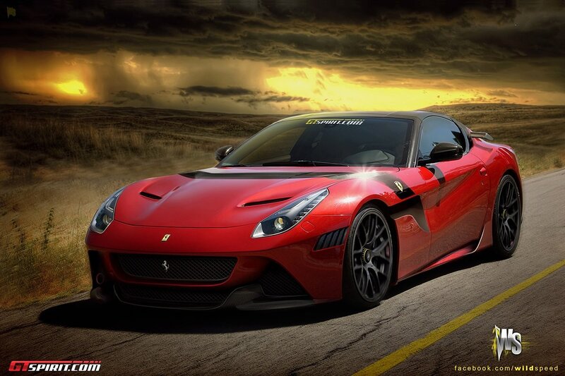 Red Ferrari Sports Car — Dramatic, Sunset, Digital Art
