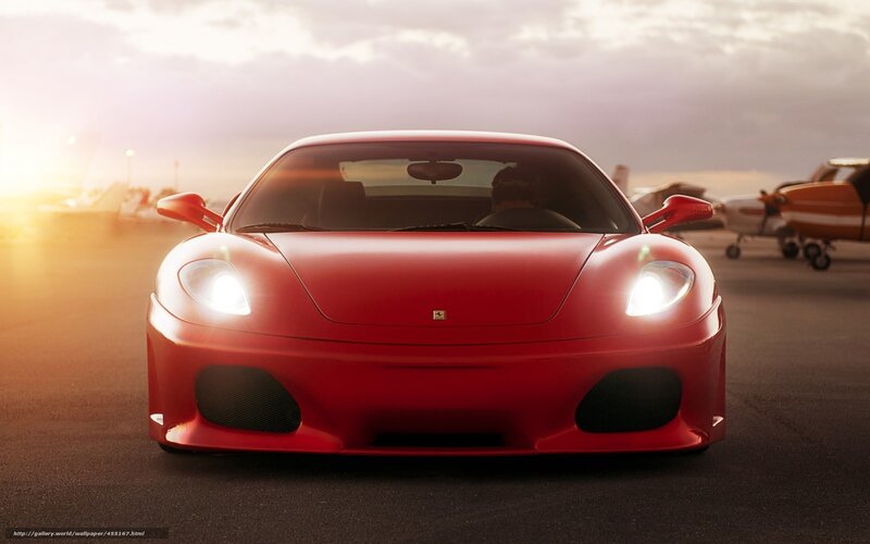 Red Ferrari Sports Car — Dramatic, Sunset, Photograph, Airplane