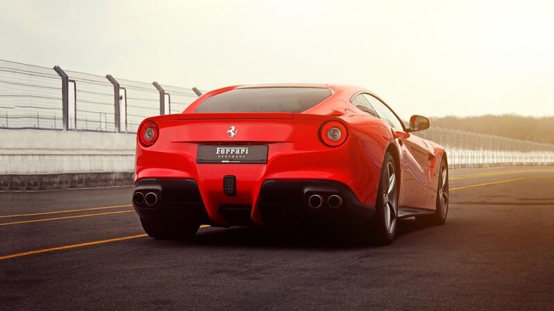 Red Ferrari Sports Car — Dramatic, Sunset, Photograph, Race Track