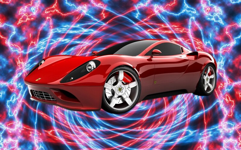 Red Ferrari Sports Car — Dynamic, Digital Art