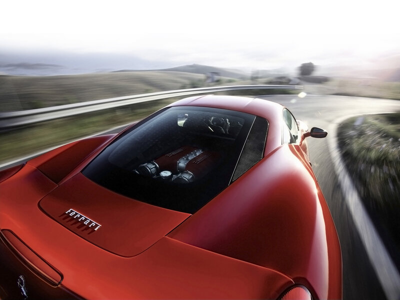 Red Ferrari Sports Car — Dynamic, Morning