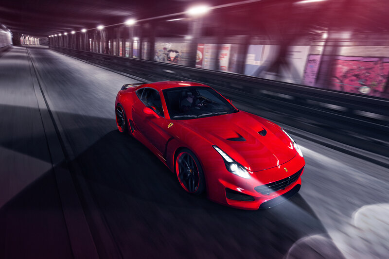 Red Ferrari Sports Car — Dynamic, Night, 3d Render