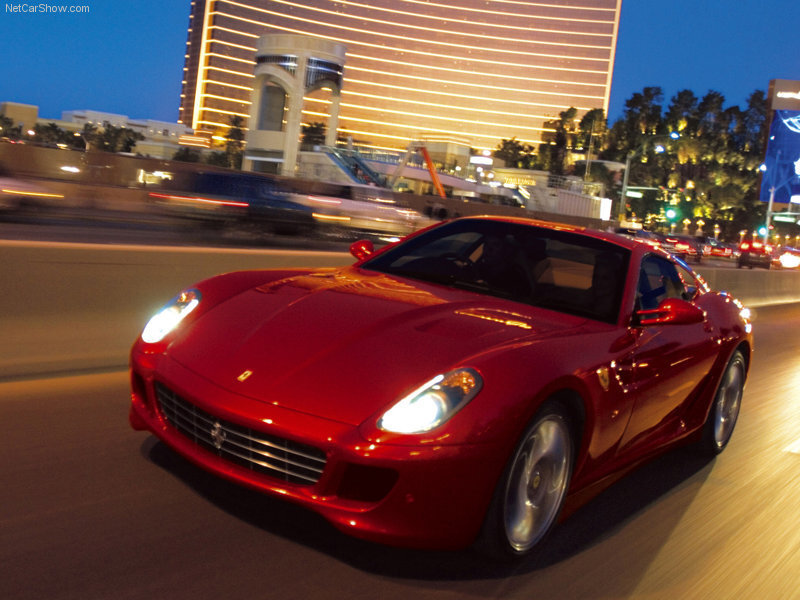 Red Ferrari Sports Car — Dynamic, Night