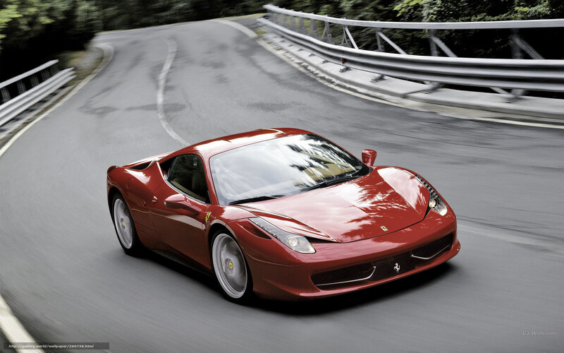Red Ferrari Sports Car — Dynamic, Photograph, Road, Guardrail